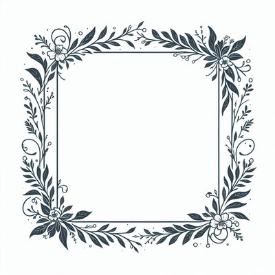 A simple floral frame with leaves and flowers