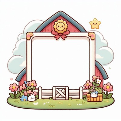 A cute cartoon farm with a blank space for your message