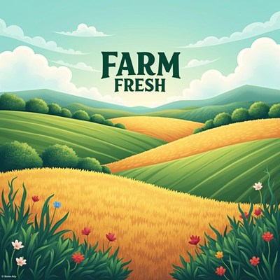 A scenic view of a farm field