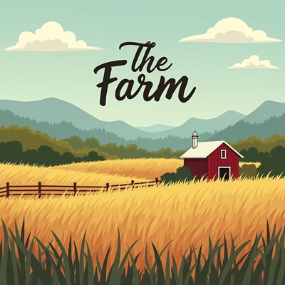 A red barn sits on a grassy field