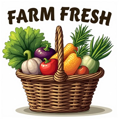 A wicker basket filled with fresh vegetables