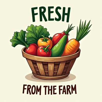 A basket of fresh vegetables from the farm