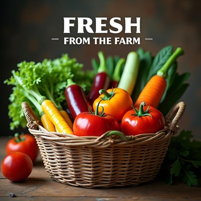 A basket of fresh vegetables from the farm