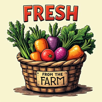 A basket of fresh produce from the farm