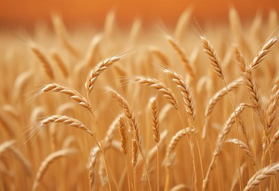 Golden wheat stalks sway in the afternoon sun