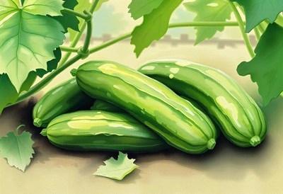 Fresh cucumbers gathered from the vine