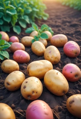 Fresh potatoes harvested from the field