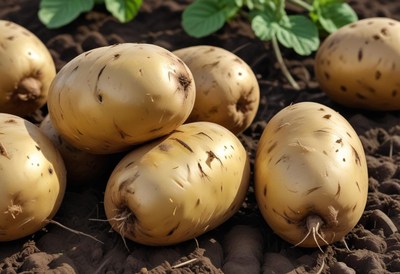 Fresh potatoes harvested from the field