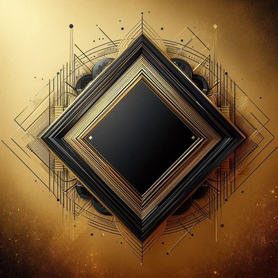 Black and gold frame with geometric patterns