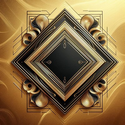 A black and gold frame with intricate designs