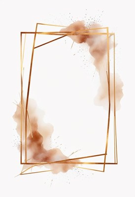 A gold frame with brown watercolor splashes