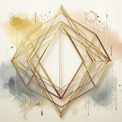 Golden shape with a watercolor backdrop