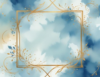 An abstract design with blue and gold color accents