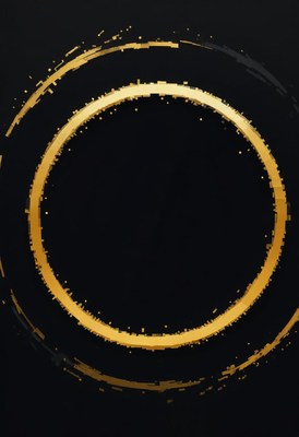Two golden circles on a black background