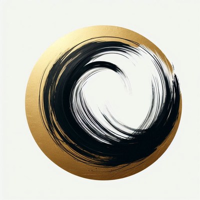 A black and gold abstract painting