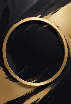 A gold circle on a black and gold painted background