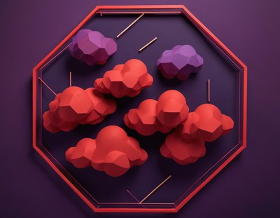 Red and purple clouds in a frame