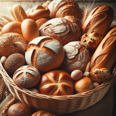 A basket of fresh, baked bread