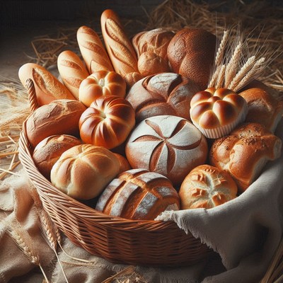 A basket full of freshly baked bread, ready to be enjoyed