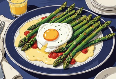 Asparagus, egg, and hollandaise, ready to enjoy!
