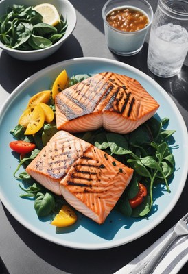 Grilled salmon with a side of salad