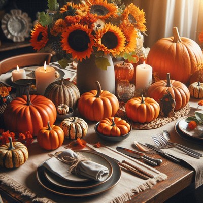 A rustic table setting for a fall dinner party