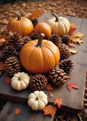 Pumpkins and pine cones: a fall centerpiece!