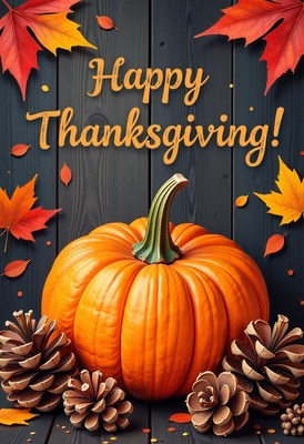 Happy thanksgiving with a pumpkin
