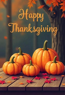 Happy thanksgiving with pumpkins and leaves