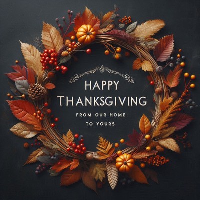 A thanksgiving wreath with fall foliage