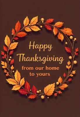 Happy thanksgiving from our home to yours