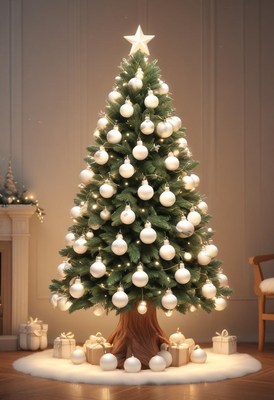 A decorated christmas tree stands in a living room