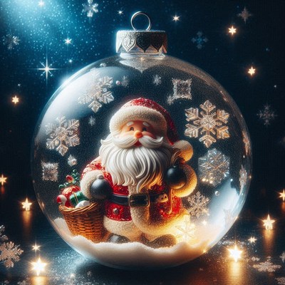 Santa claus is trapped inside a snow globe
