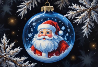 A christmas ornament with santa inside