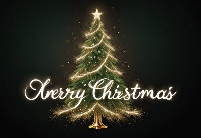 A sparkling christmas tree with a star on top