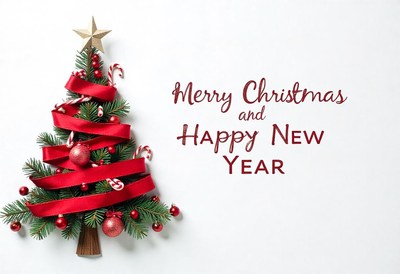 Pine tree with red ribbon and candy canes