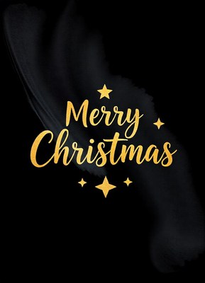 A simple gold merry christmas design on a black background