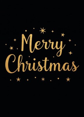 Merry christmas wishes written in gold on a black background