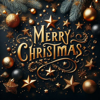 Festive christmas greeting with golden stars