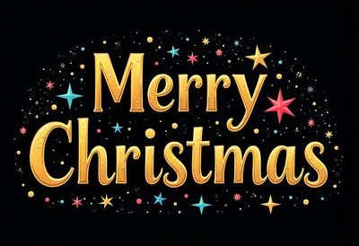 Merry christmas with colorful stars