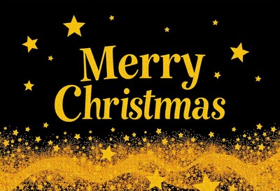 Merry christmas with gold stars on a black background