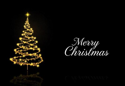 A sparkling christmas tree on a black background