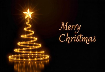 A golden christmas tree with a star on top