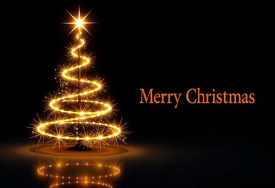 A glowing christmas tree with a star on top