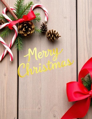 Candy canes and pine cones create a festive christmas scene