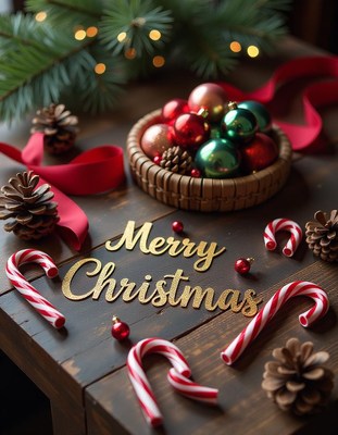 A table adorned with christmas ornaments and candy canes