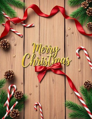 A wooden background with christmas decorations