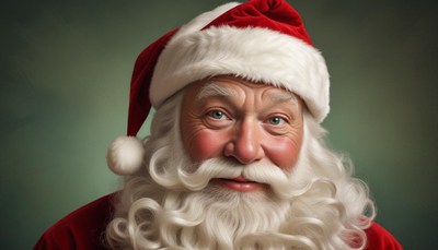 Santa claus looks directly at the camera