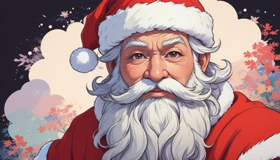 Santa claus looks serious in a wintery scene