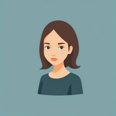 A young woman with brown hair looks at the camera